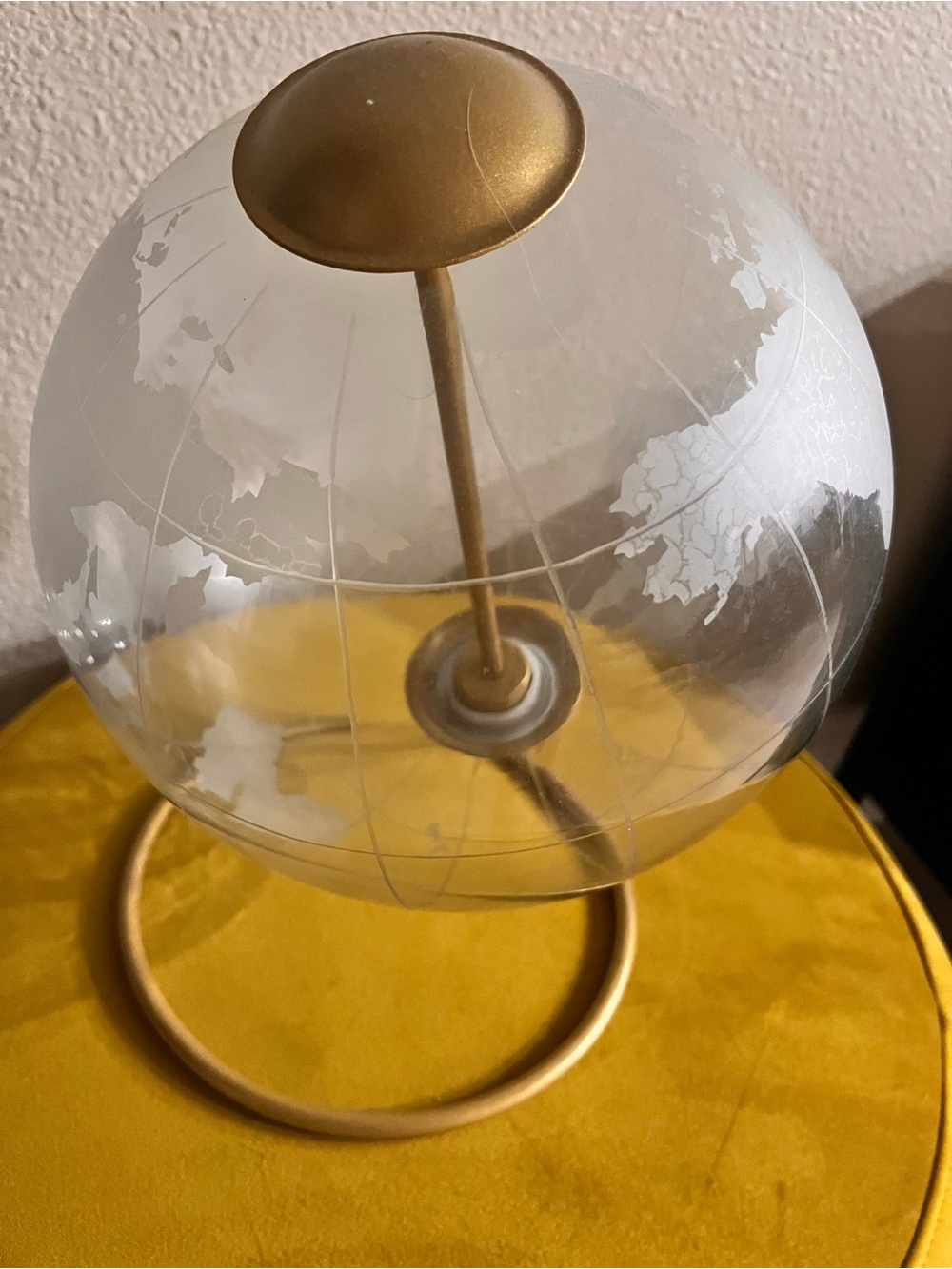 Cost Plus World Market Gold and Clear Etched Globe Accent